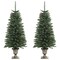 2 pcs Artificial Christmas Trees with Wreath Garland and LEDs